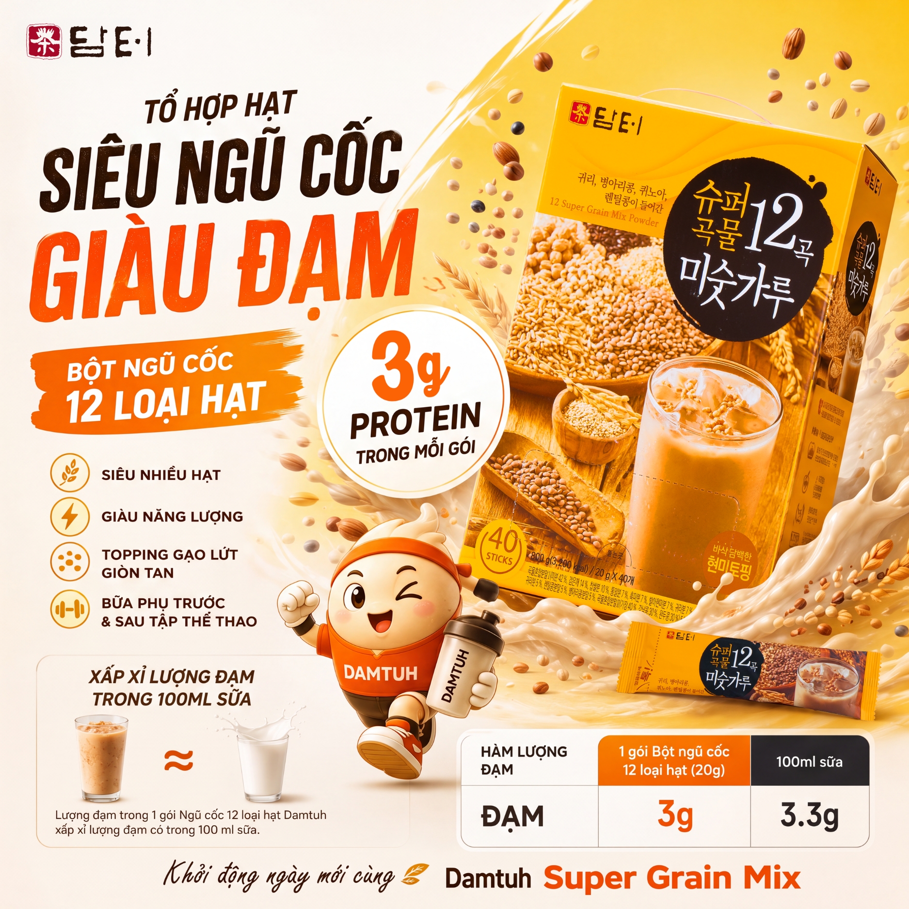 Ngũ cốc 12 loại hạt Damtuh