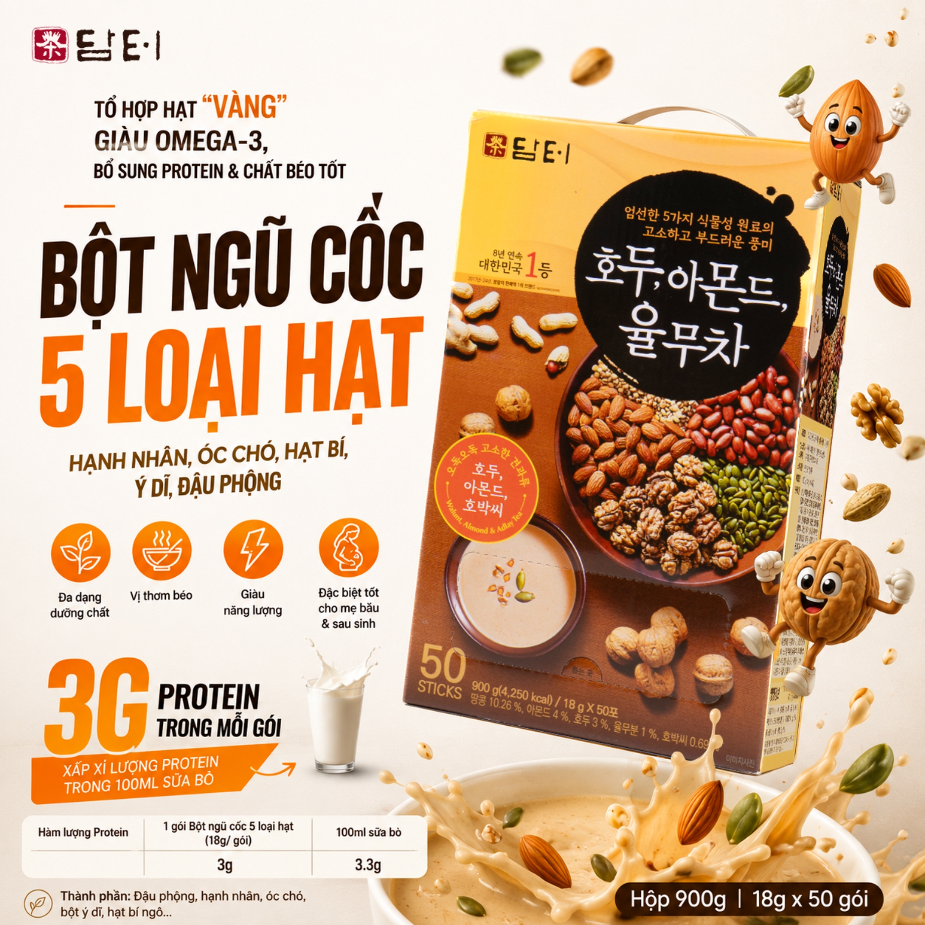 Ngũ cốc 5 loại hạt Damtuh